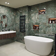 NATUREL - Naturel B-Way 40x80 cm miroir suspendu ovale sans tain, cadre en aluminium, noir (ZBWOV8040C) - vignette