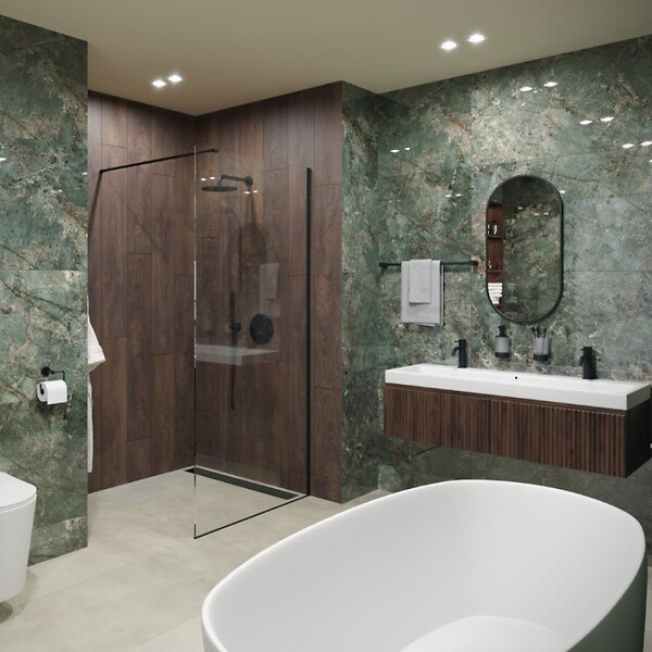 NATUREL - Naturel B-Way 40x80 cm miroir suspendu ovale sans tain, cadre en aluminium, noir (ZBWOV8040C) - large
