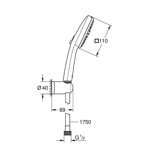 GROHE - Vitalio Comfort 110 Set de douche avec support mural + Douchette 2 jets, chrome (G26399001) - large
