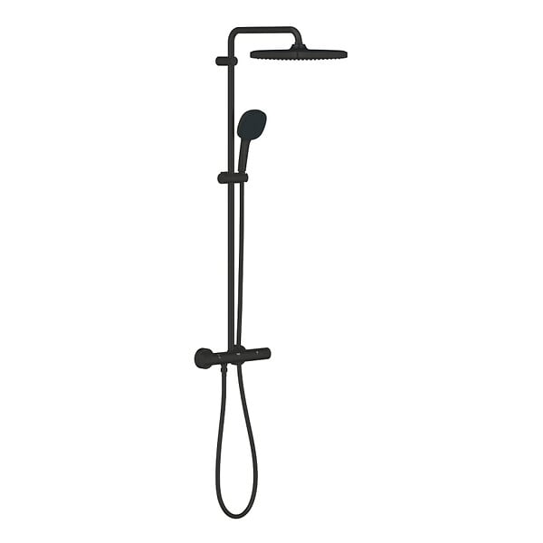 GROHE - Grohe Vitalio Comfort 250 colonne de douche thermostatique + douche de tête + douchette à main 2 jets, noir mat (G266962431) - large