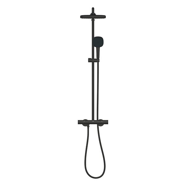 GROHE - Grohe Vitalio Comfort 250 colonne de douche thermostatique + douche de tête + douchette à main 2 jets, noir mat (G266962431) - large
