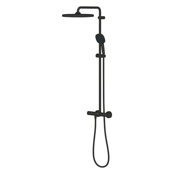 GROHE - Grohe Vitalio Comfort 250 colonne de douche thermostatique + douche de tête + douchette à main 2 jets, noir mat (G266962431) - large
