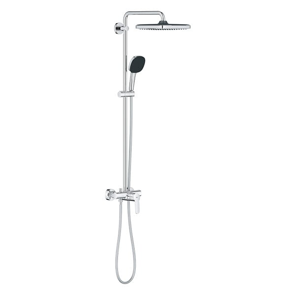 GROHE - Vitalio Comfort 250 Colonne de douche avec mitigeur monocommande + Douche de tête + Douchette 2 jets, chrome (G26985001) - large