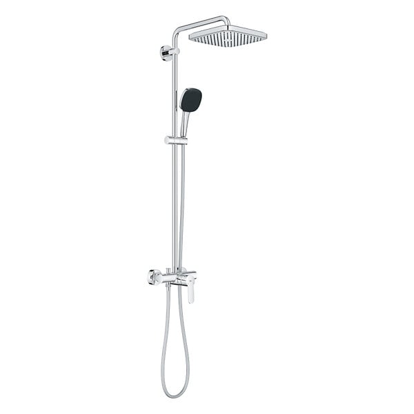 GROHE - Vitalio Comfort 250 Colonne de douche avec mitigeur monocommande + Douche de tête + Douchette 2 jets, chrome (G26985001) - large