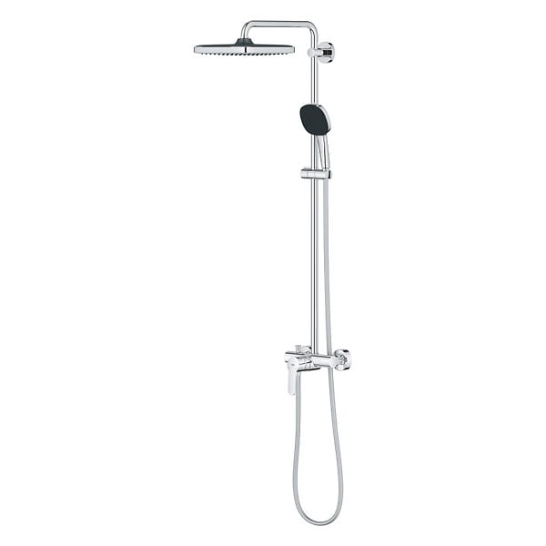 GROHE - Vitalio Comfort 250 Colonne de douche avec mitigeur monocommande + Douche de tête + Douchette 2 jets, chrome (G26985001) - large