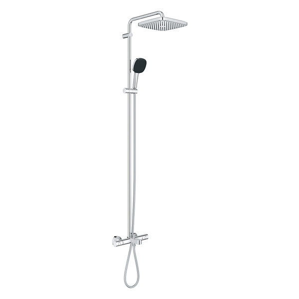 GROHE - Vitalio Comfort 250 Colonne de douche avec mitigeur thermostatique + Douche de tête + Douchette 2 jets, chrome (G26984001) - large