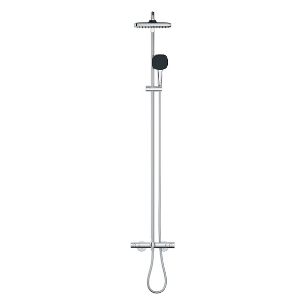 GROHE - Vitalio Comfort 250 Colonne de douche avec mitigeur thermostatique + Douche de tête + Douchette 2 jets, chrome (G26984001) - large