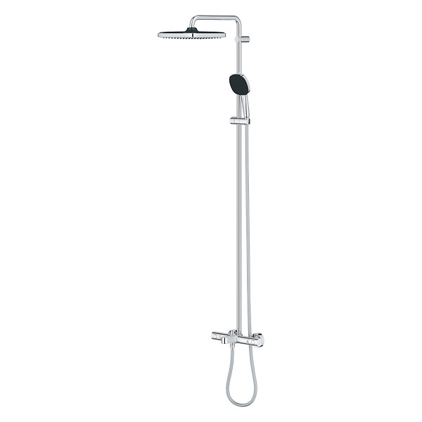 GROHE - Vitalio Comfort 250 Colonne de douche avec mitigeur thermostatique + Douche de tête + Douchette 2 jets, chrome (G26984001) - large