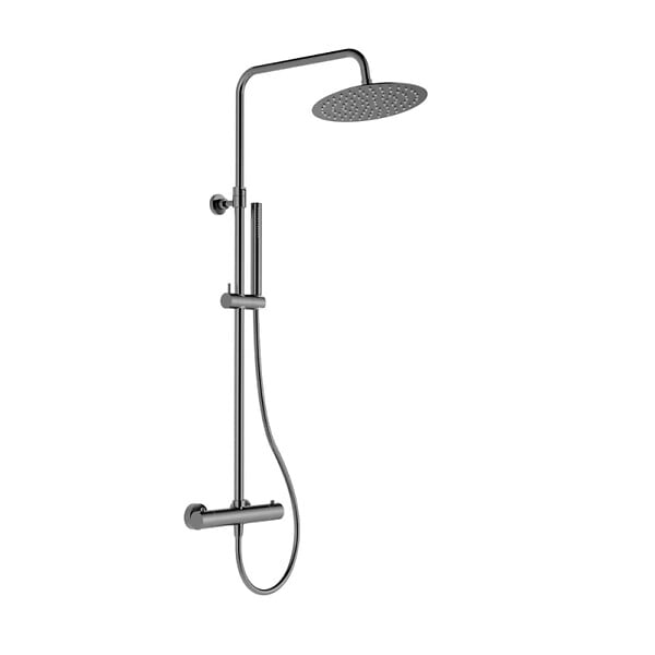 SWISS AQUA TECHNOLOGIES - Swiss Aqua Technologies Aurum colonne de douche avec mitigeur thermostatique + douche de tête + douchette à main 2 jets, métal brossé (SATSSTKAURBGM) - large