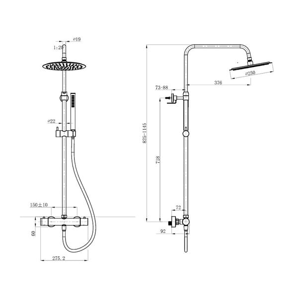 SWISS AQUA TECHNOLOGIES - Swiss Aqua Technologies Aurum colonne de douche avec mitigeur thermostatique + douche de tête + douchette à main 2 jets, métal brossé (SATSSTKAURBGM) - large