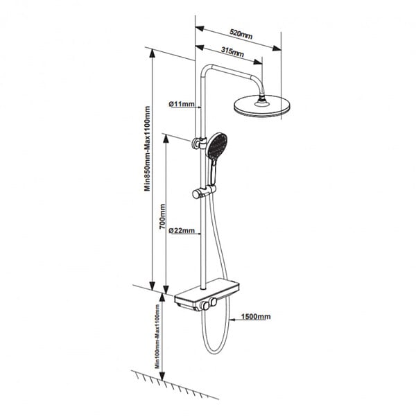 SWISS AQUA TECHNOLOGIES - Colonne de douche avec douchette 3 jets, Mitigeur thermostatique, Barre réglable en hauteur, Noir/Chrome - large