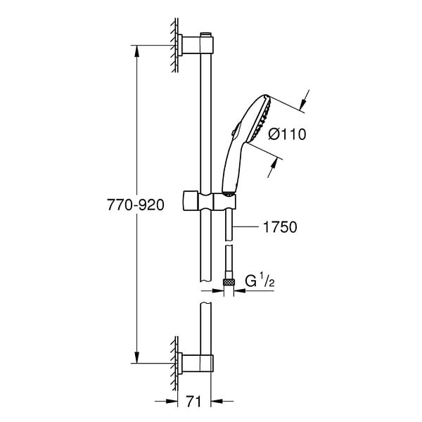 GROHE - Vitalio Start 110 Set de douche avec barre + Douchette 2 jets, chrome (G26954001) - large