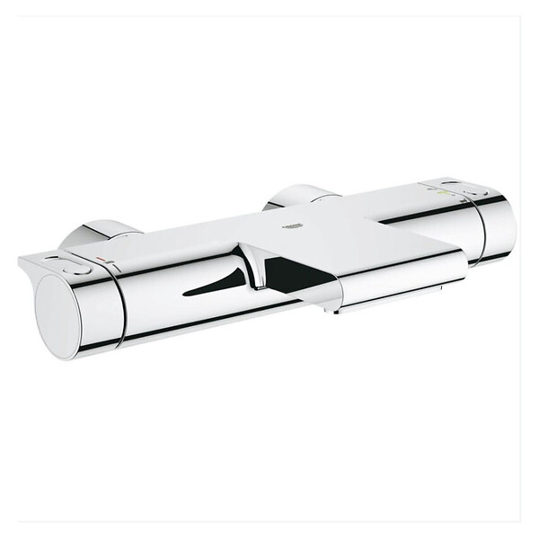 GROHE - Grohe Grohtherm 2000 Set mitigeur thermostatique bain/douche + Douchette 1 jet + Flexible et support mural, Chrome (34174001-Euphoria) - large