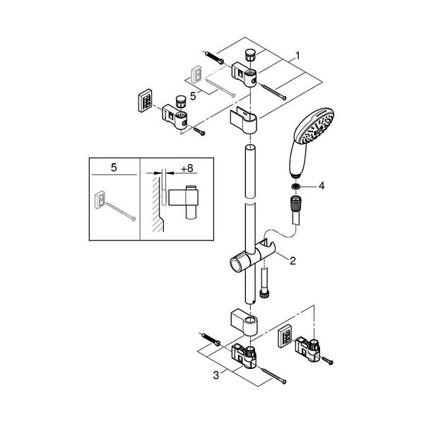 GROHE - Vitalio Start 110 Set de douche avec barre + Douchette 3 jets, chrome (G26032001) - large