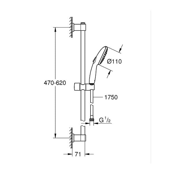 GROHE - Vitalio Start 110 Set de douche avec barre + Douchette 3 jets, chrome (G26032001) - large