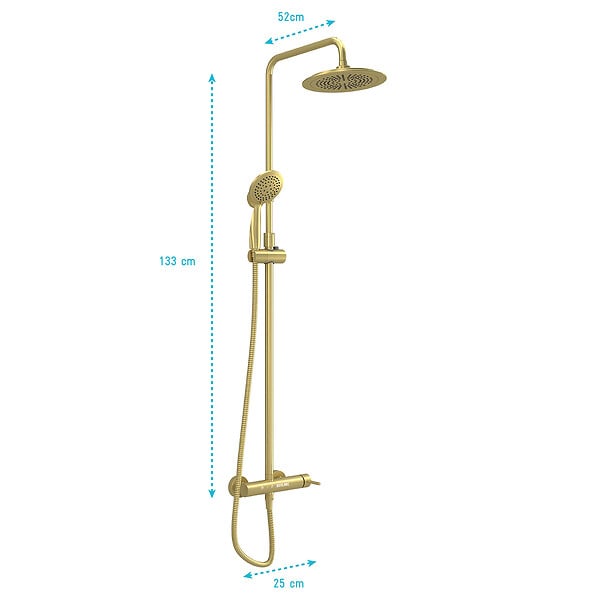 AURLANE - Colonne de douche Thermostatique finition Or Doré Brossé 133x26x52 cm - MOLLY GOLD - large