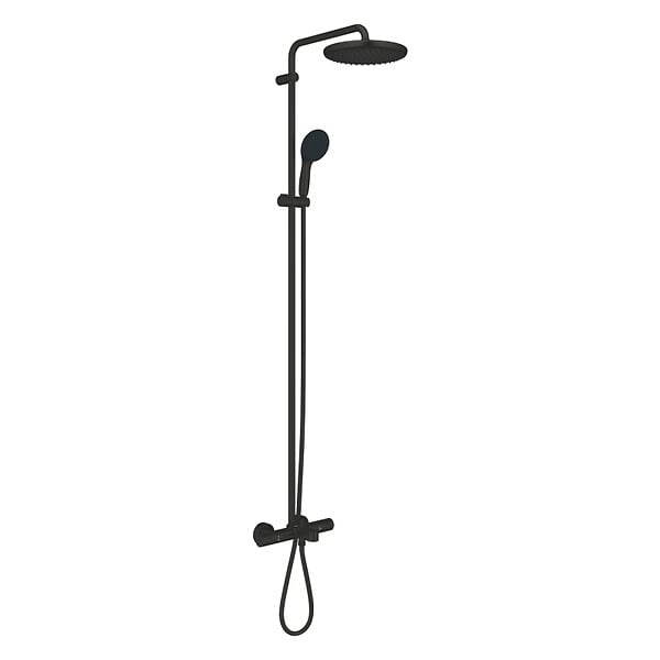 GROHE - Vitalio Start System 250 colonne de douche thermostatique bain/douche + douche de tête + douchette à main, noir mat (G269882431) - large