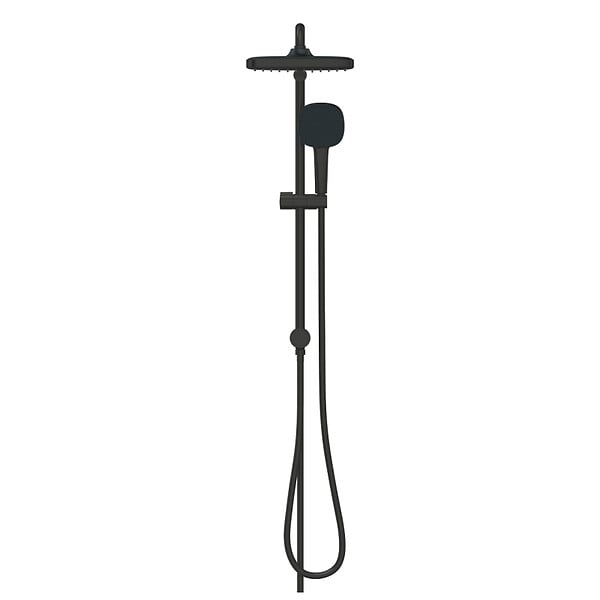 GROHE - Vitalio Comfort 250 Colonne de douche avec inverseur manuel + Douche de tête 2 jets + Douchette 2 jets, noir mat (G266982431) - large