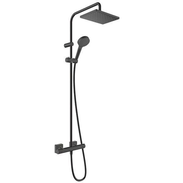 HANSGROHE - Hansgrohe Vernis Shape Colonne de douche 230 1jet EcoSmart 9l/min avec mitigeur thermostatique, Noir mat (26097670-SP) - large