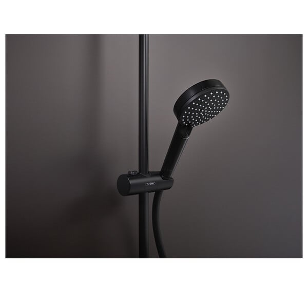 HANSGROHE - Hansgrohe Vernis Shape Colonne de douche 230 1jet EcoSmart 9l/min avec mitigeur thermostatique, Noir mat (26097670-SP) - large