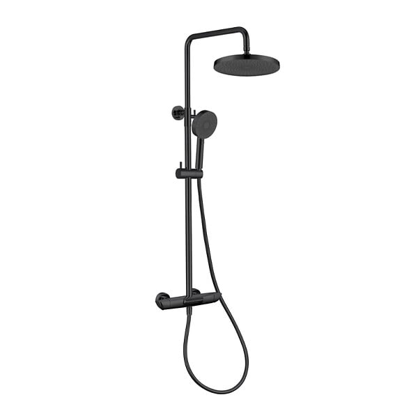 SWISS AQUA TECHNOLOGIES - Swiss Aqua Technologies Ensemble bain/douche 3 jets avec mitigeur thermostatique de baignoire + douche de tête + douchette à main, noir mat (SATSSTVKC) - large