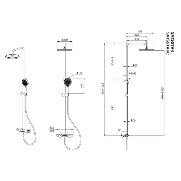 SWISS AQUA TECHNOLOGIES - Swiss Aqua Technologies Ensemble bain/douche 3 jets avec mitigeur thermostatique de baignoire + douche de tête + douchette à main, noir mat (SATSSTVKC) - large