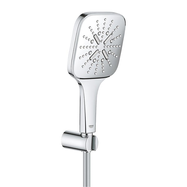 GROHE - Rainshower Smartactive 130 Cube Ensemble de douche 3 jets avec support mural, chrome (26589000) - large