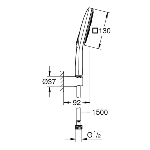 GROHE - Rainshower Smartactive 130 Cube Ensemble de douche 3 jets avec support mural, chrome (26589000) - large