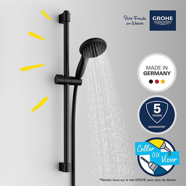 GROHE - Vitalio Start 110 Set de douche avec barre + Douchette 2 jets, noir mat (279482431) - large