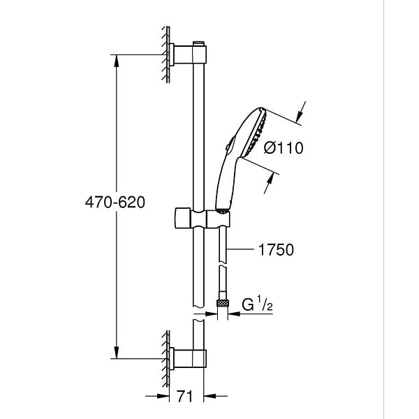 GROHE - Vitalio Start 110 Set de douche avec barre + Douchette 2 jets, noir mat (279482431) - large