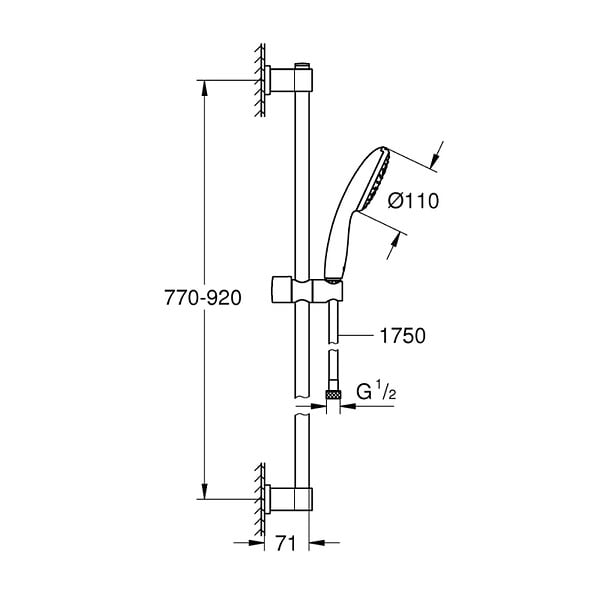 GROHE - Vitalio Start 110 Set de douche avec barre 90 cm + Douchette 1 jet, chrome (G26953001) - large