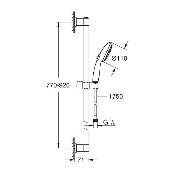 GROHE - Vitalio Start 110 Set de douche avec barre 90 cm + Douchette 3 jets, chrome (G26956001) - large