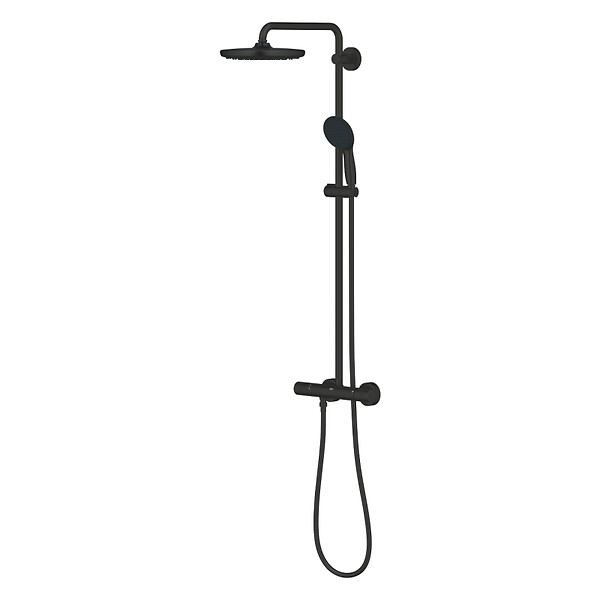GROHE - Grohe Vitalio Start System 250 colonne de douche thermostatique + douche de tête + douchette 2 jets, noir mat (G266782431) - large