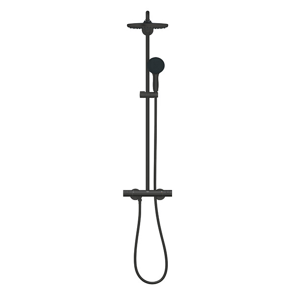 GROHE - Grohe Vitalio Start System 250 colonne de douche thermostatique + douche de tête + douchette 2 jets, noir mat (G266782431) - large