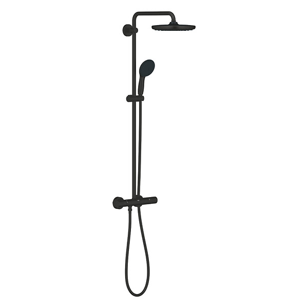 GROHE - Grohe Vitalio Start System 250 colonne de douche thermostatique + douche de tête + douchette 2 jets, noir mat (G266782431) - large