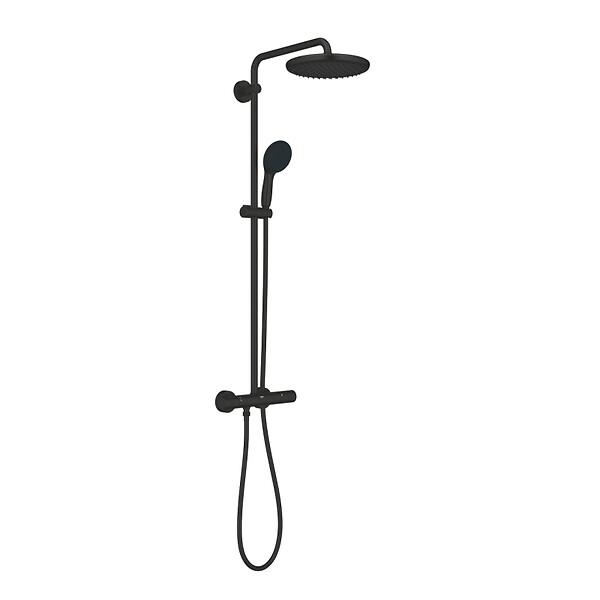 GROHE - Grohe Vitalio Start System 250 colonne de douche thermostatique + douche de tête + douchette 2 jets, noir mat (G266782431) - large