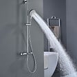 SWISS AQUA TECHNOLOGIES - Ensemble bain/douche 3 jets avec mitigeur thermostatique de baignoire + douche de tête + douchette à main, chrome (SATSSTVK) - vignette