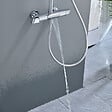 SWISS AQUA TECHNOLOGIES - Ensemble bain/douche 3 jets avec mitigeur thermostatique de baignoire + douche de tête + douchette à main, chrome (SATSSTVK) - vignette