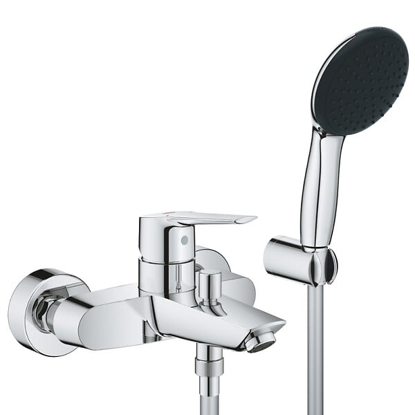 GROHE - Start Set de douche mitigeur monocommande Bain/Douche + Douchette à main 1 jet + Support mural, chrome (G25283002) - large