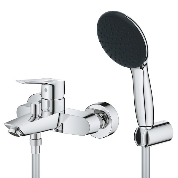 GROHE - Start Set de douche mitigeur monocommande Bain/Douche + Douchette à main 1 jet + Support mural, chrome (G25283002) - large