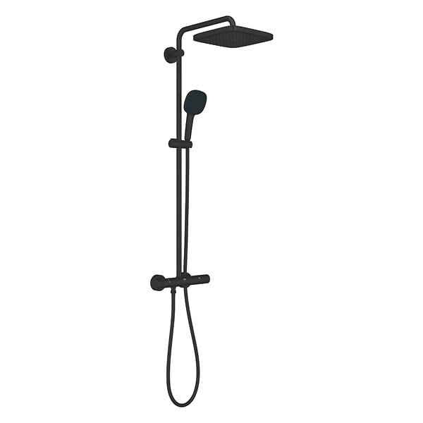 GROHE - Grohe Vitalio Comfort 250 colonne de douche thermostatique + douche de tête + douchette 2 jets, noir mat (G266972431) - large
