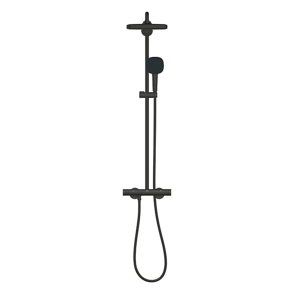 GROHE - Grohe Vitalio Comfort 250 colonne de douche thermostatique + douche de tête + douchette 2 jets, noir mat (G266972431) - large