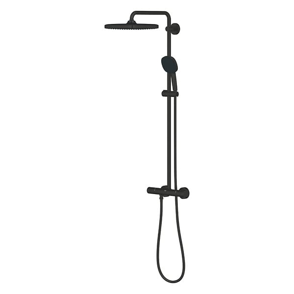 GROHE - Grohe Vitalio Comfort 250 colonne de douche thermostatique + douche de tête + douchette 2 jets, noir mat (G266972431) - large