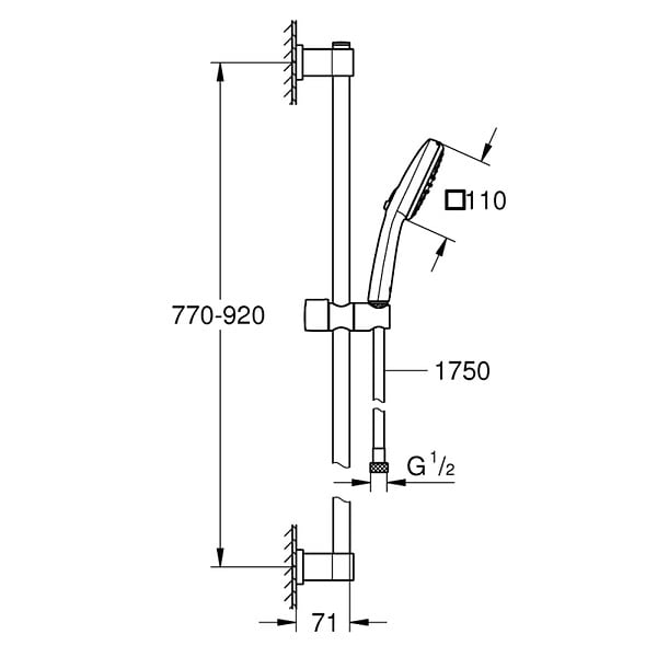 GROHE - Vitalio Comfort 110 Set de douche avec barre + Douchette 2 jets, noir mat (G269302431) - large