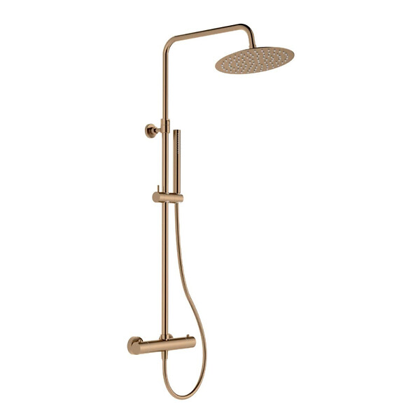 SWISS AQUA TECHNOLOGIES - Swiss Aqua Technologies Aurum colonne de douche avec mitigeur thermostatique + douchette 2 jets + douche de tête, or rose brossé (SATSSTKAURBRG) - large