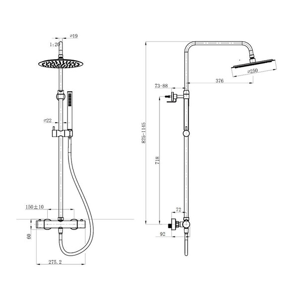 SWISS AQUA TECHNOLOGIES - Swiss Aqua Technologies Aurum colonne de douche avec mitigeur thermostatique + douchette 2 jets + douche de tête, or rose brossé (SATSSTKAURBRG) - large