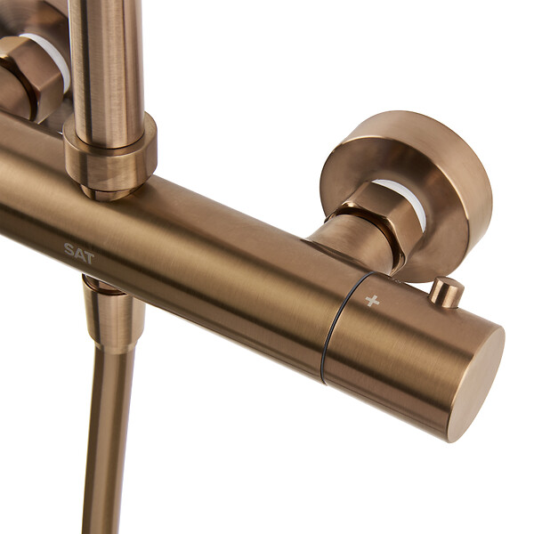 SWISS AQUA TECHNOLOGIES - Swiss Aqua Technologies Aurum colonne de douche avec mitigeur thermostatique + douchette 2 jets + douche de tête, or rose brossé (SATSSTKAURBRG) - large