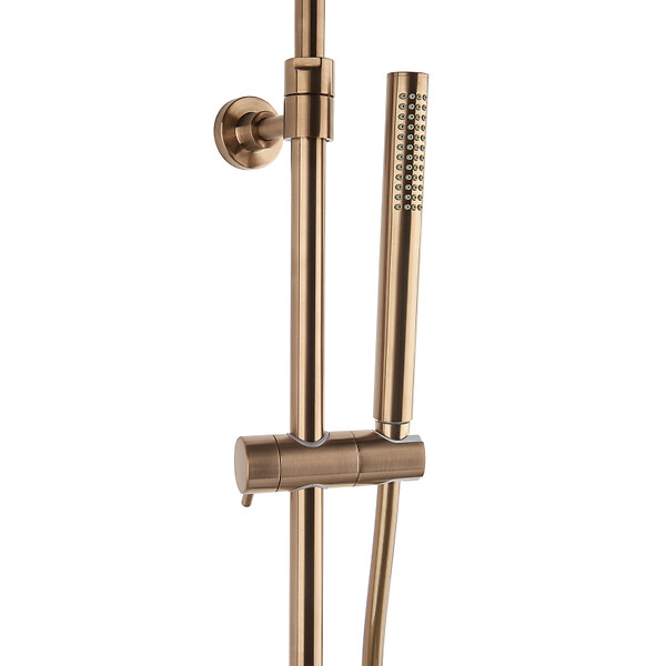 SWISS AQUA TECHNOLOGIES - Swiss Aqua Technologies Aurum colonne de douche avec mitigeur thermostatique + douchette 2 jets + douche de tête, or rose brossé (SATSSTKAURBRG) - large