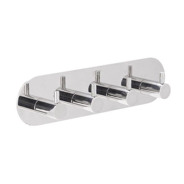 SWISS AQUA TECHNOLOGIES - Patère murale adhésive quadruple crochets en acier inoxydable, chrome brillant (HACEKNALEP4K) - large