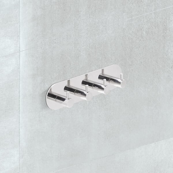 SWISS AQUA TECHNOLOGIES - Patère murale adhésive quadruple crochets en acier inoxydable, chrome brillant (HACEKNALEP4K) - large